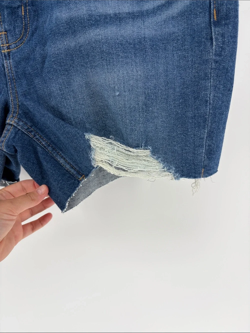 Old Navy High Rise OG Straight Secret Smooth Pockets Distressed Denim Shorts 14
